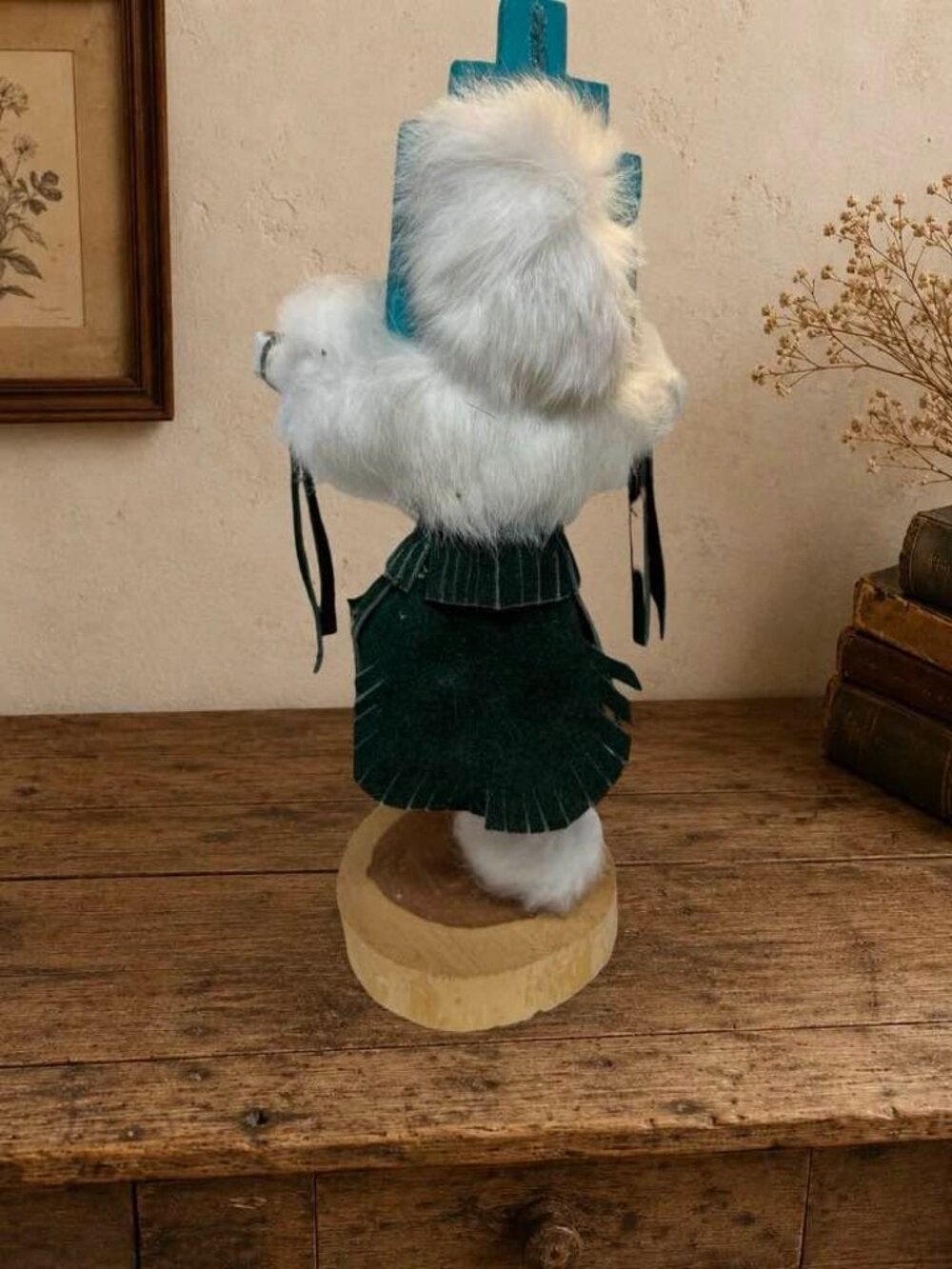 Handmade Native American Kachina Doll Signed Jemez Fur & Painted Wooden Details - Picture 2 of 7
